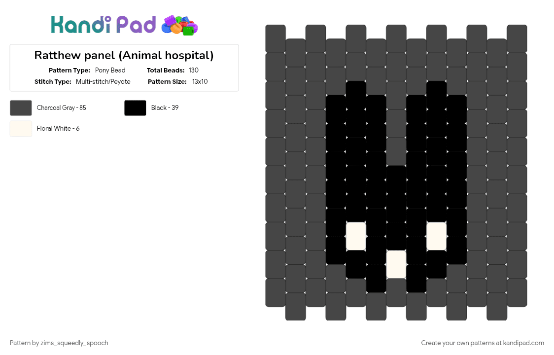 Ratthew panel (Animal hospital) - Pony Bead Pattern by zims_squeedly_spooch on Kandi Pad - animal hospital, brown, panel, ratthew