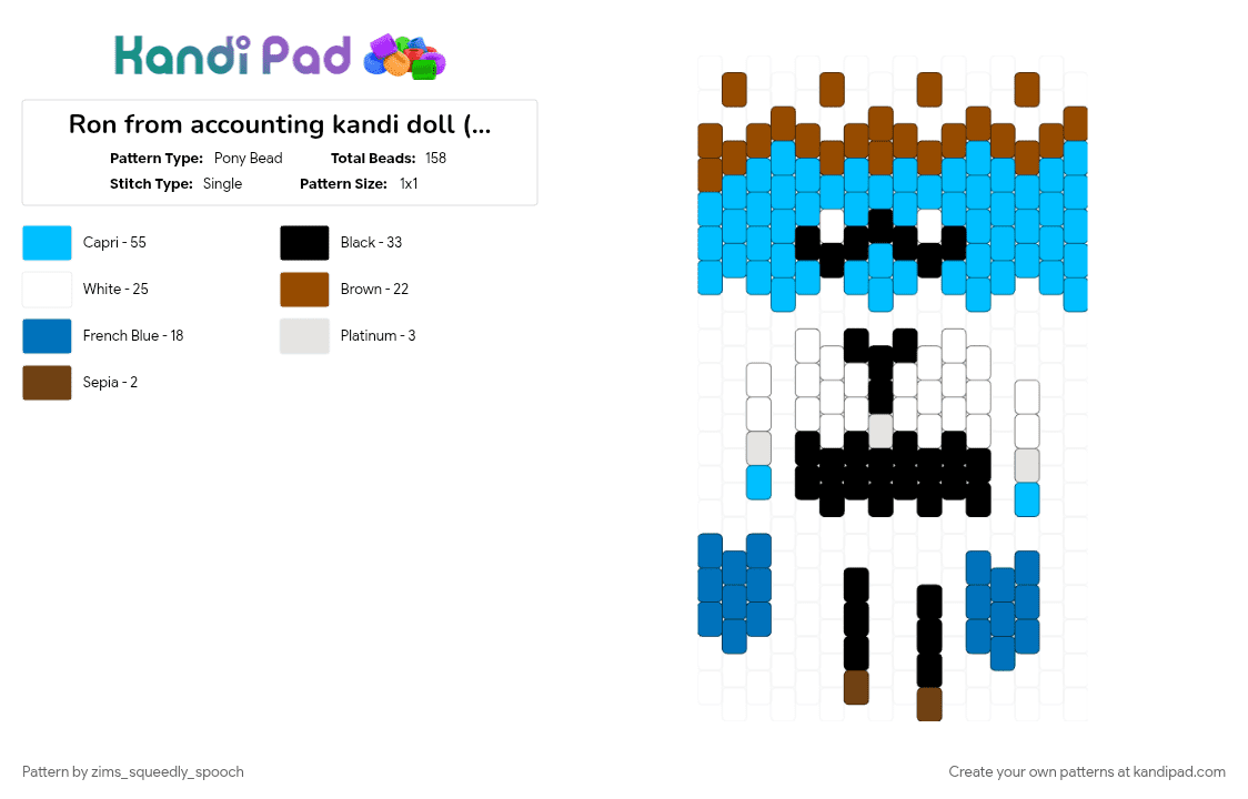 Ron from accounting kandi doll (animal hospital) - Pony Bead Pattern by zims_squeedly_spooch on Kandi Pad - light blue