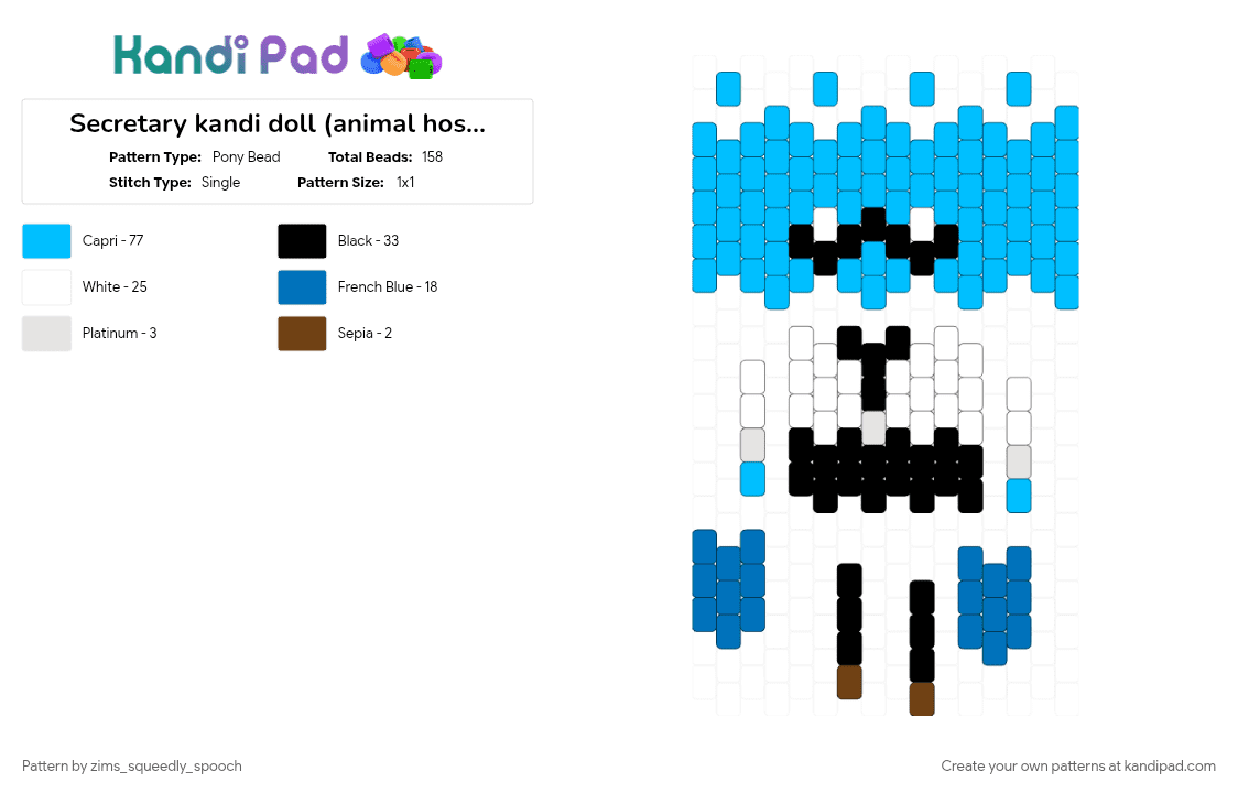 Secretary kandi doll (animal hospital) - Pony Bead Pattern by zims_squeedly_spooch on Kandi Pad - light blue