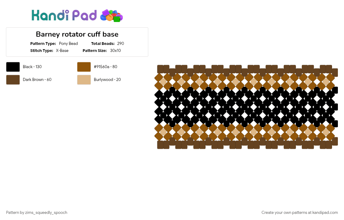 Barney rotator cuff base - Pony Bead Pattern by zims_squeedly_spooch on Kandi Pad - animal hospital, barney animal hospital, brown, rotator cuff, tan
