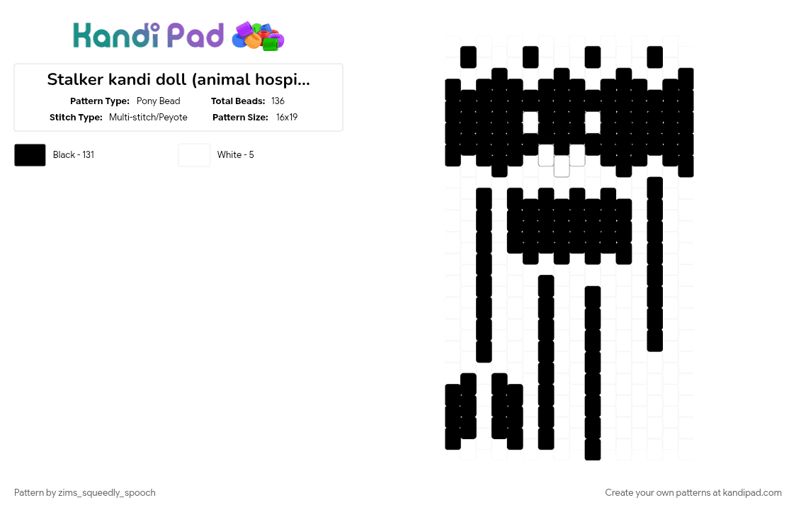 Stalker kandi doll (animal hospital) - Pony Bead Pattern by zims_squeedly_spooch on Kandi Pad - black