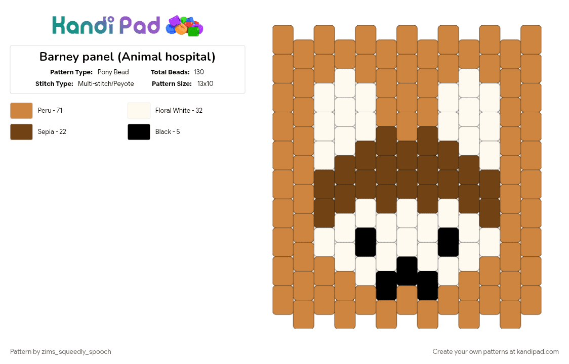 Barney panel (Animal hospital) - Pony Bead Pattern by zims_squeedly_spooch on Kandi Pad - animal hospital, barney animal hospital, orange, panel