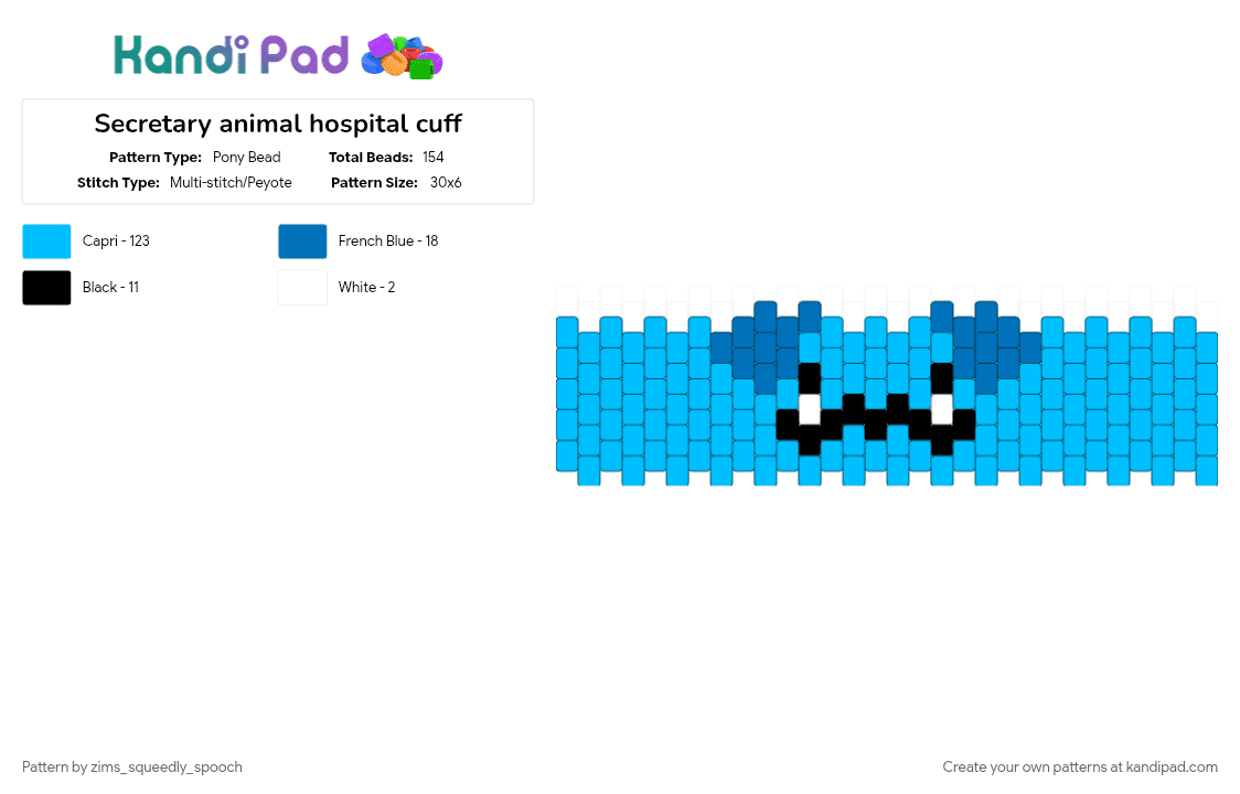 Secretary animal hospital cuff - Pony Bead Pattern by zims_squeedly_spooch on Kandi Pad - aha, animal hospital, animal hospital anomaly, light blue, secretary