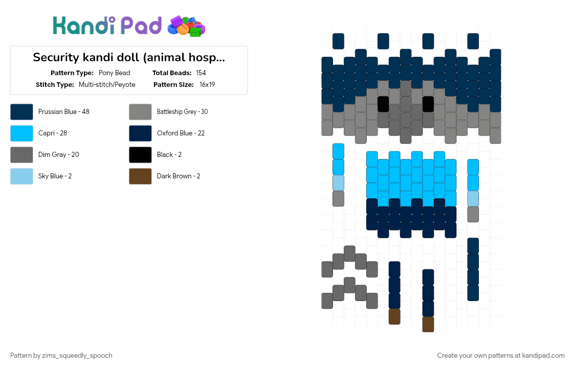 Security kandi doll (animal hospital) - Pony Bead Pattern by zims_squeedly_spooch on Kandi Pad - blue, gray