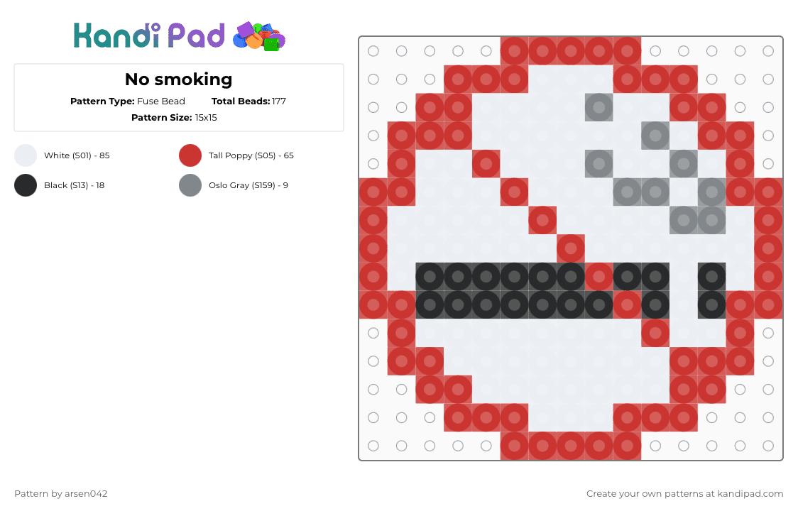 No smoking - Fuse Bead Pattern by arsen042 on Kandi Pad - red