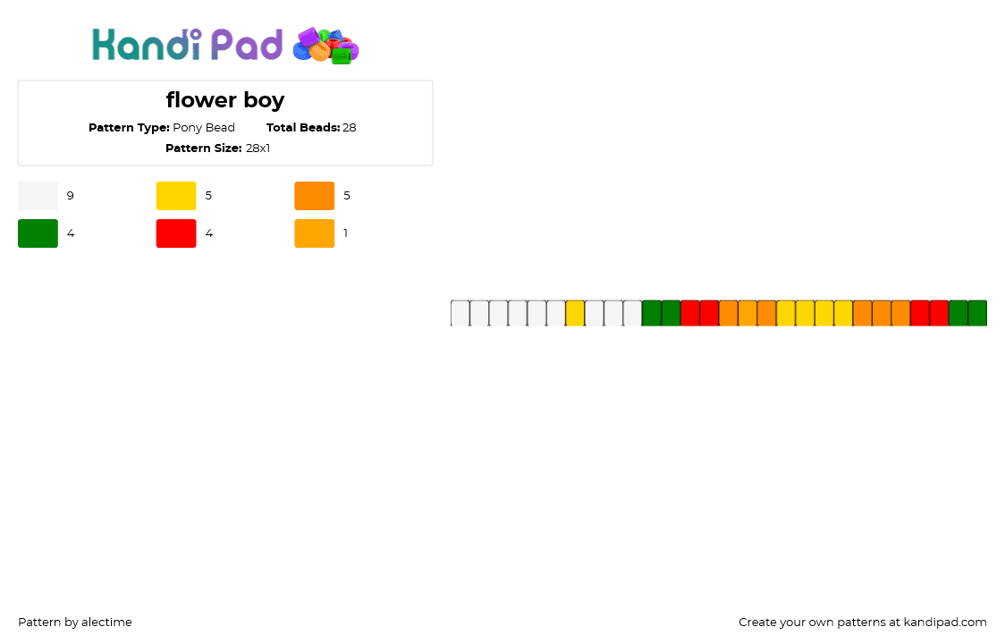 flower boy - Pony Bead Pattern by alectime on Kandi Pad - flower boy,tyler the creator,music,album,rap,sunset,single,bracelet,orange