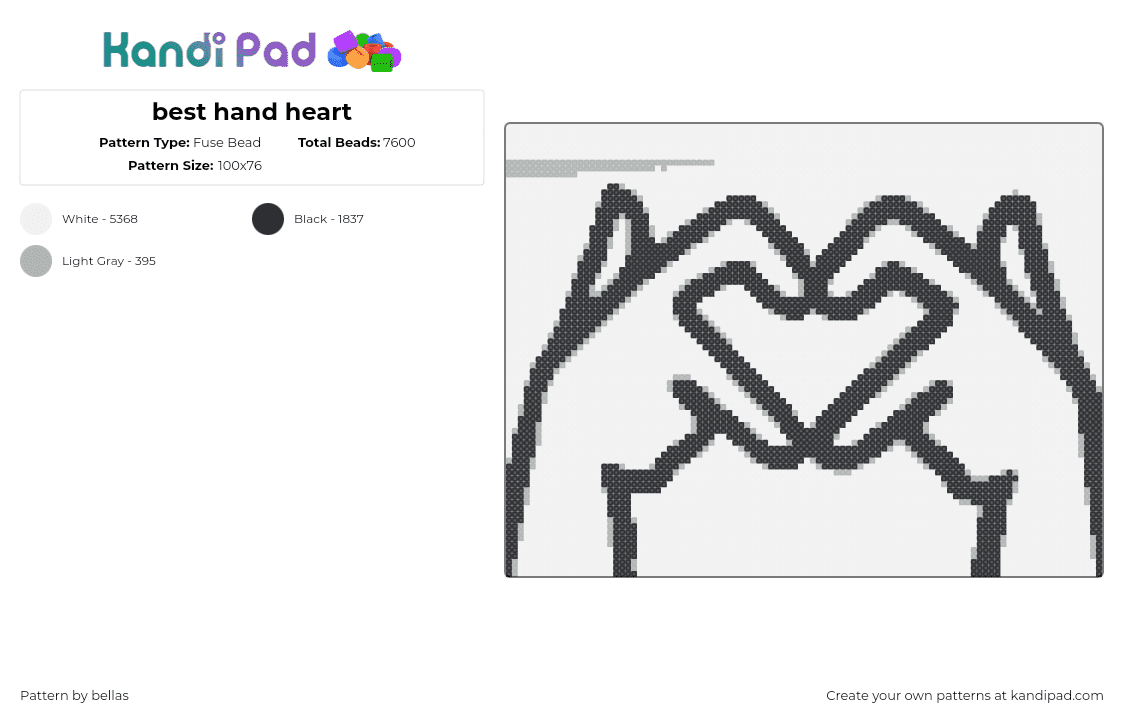 best hand heart - Fuse Bead Pattern by bellas on Kandi Pad - hands,love,heart,sign language,outline,black,white