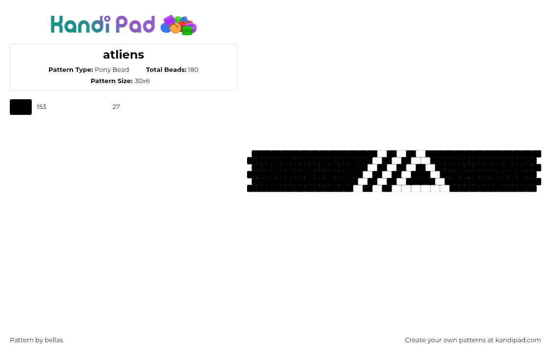 atliens - Pony Bead Pattern by bellas on Kandi Pad - atliens,dj,logo,cuff,music,edm,black,white