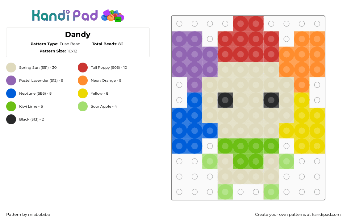Dandy - Fuse Bead Pattern by miabobiba on Kandi Pad - beige