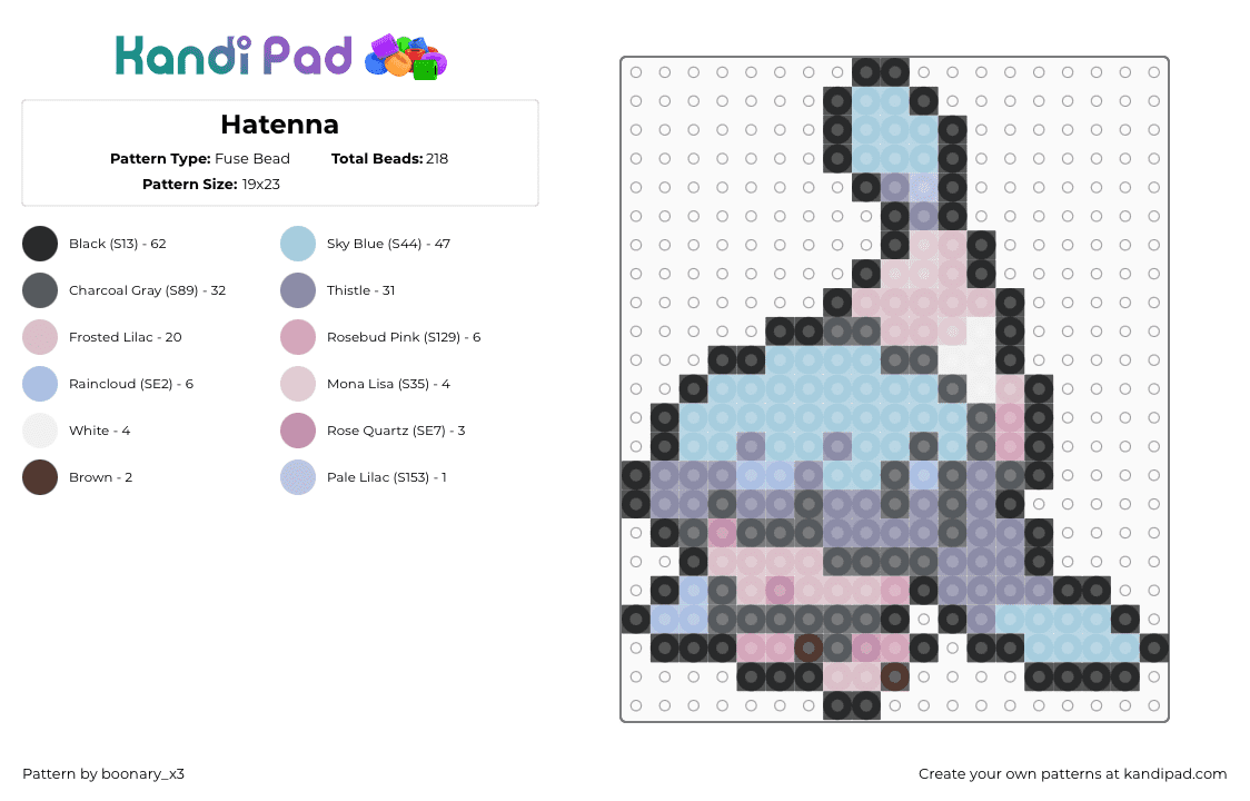 Hatenna - Fuse Bead Pattern by boonary_x3 on Kandi Pad - hatenna,pokemon,gaming,characer,light blue,pink