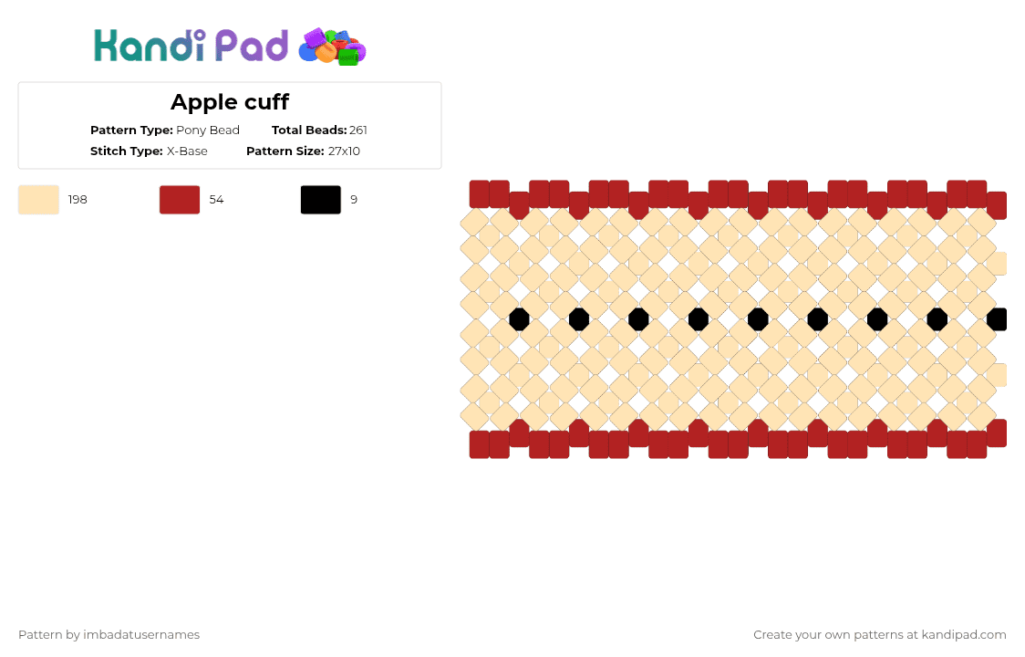 Apple cuff - Pony Bead Pattern by imbadatusernames on Kandi Pad - beige