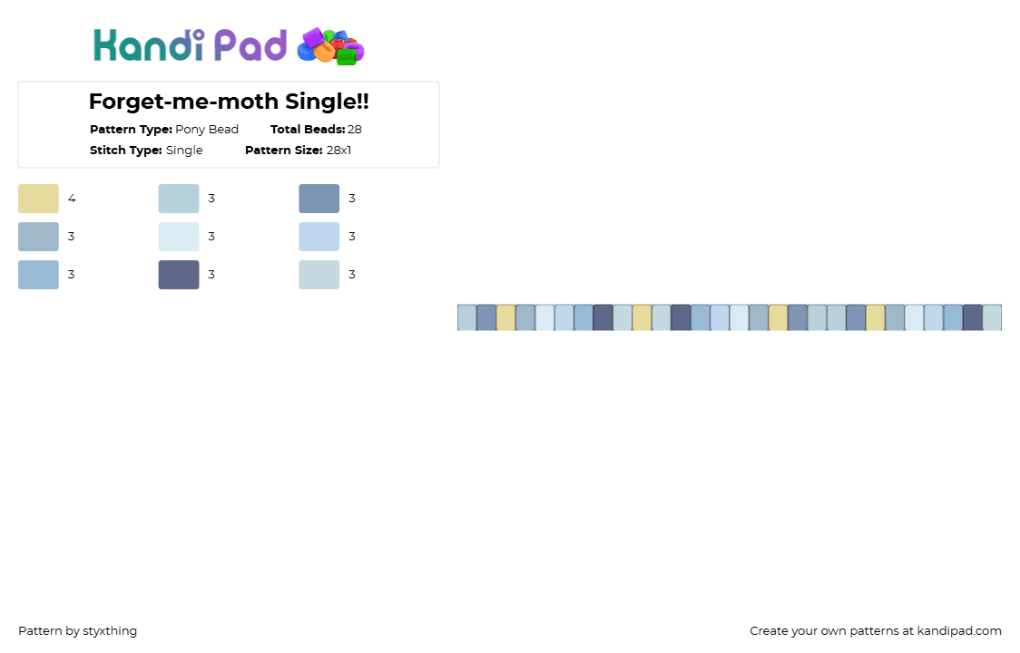 Forget-me-moth Single!! - Pony Bead Pattern by styxthing on Kandi Pad - light blue,xenogender,lgbtq,pride,single
