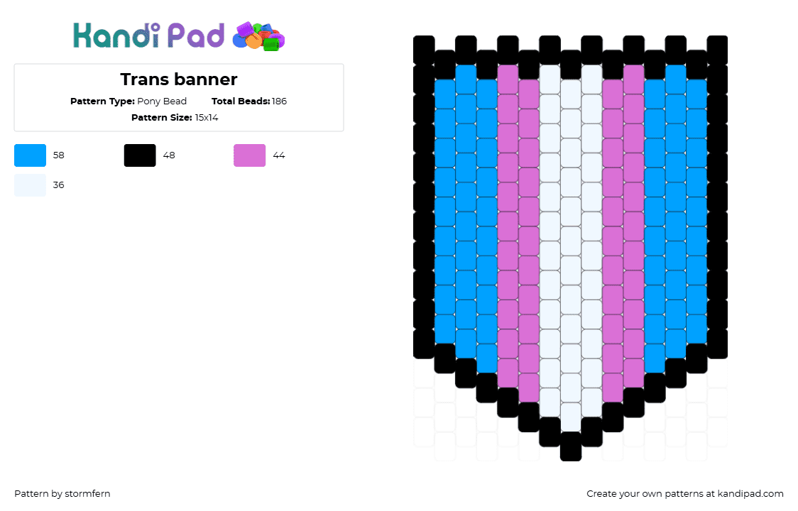 Trans banner - Pony Bead Pattern by stormfern on Kandi Pad - light blue,pink,trans,banner,pride,lgbtq,lgbtqia