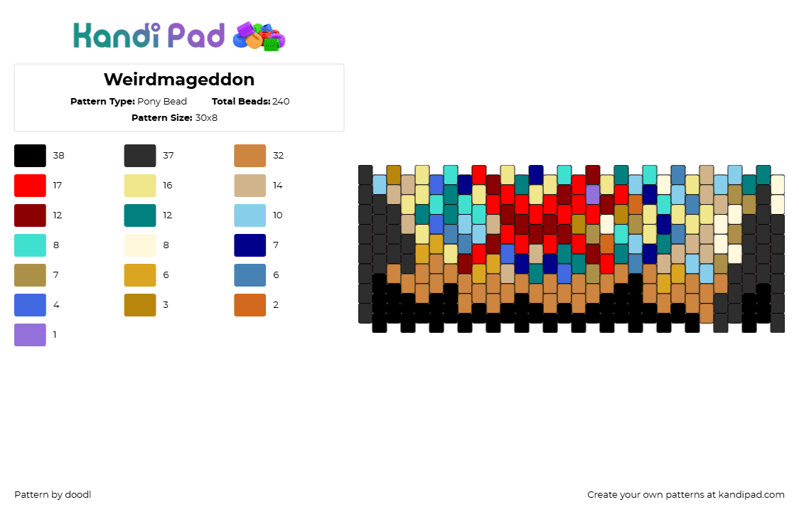 Weirdmageddon - Pony Bead Pattern by doodl on Kandi Pad - weirdmageddon,gravity falls,tv show,cartoon,cuff,colorful