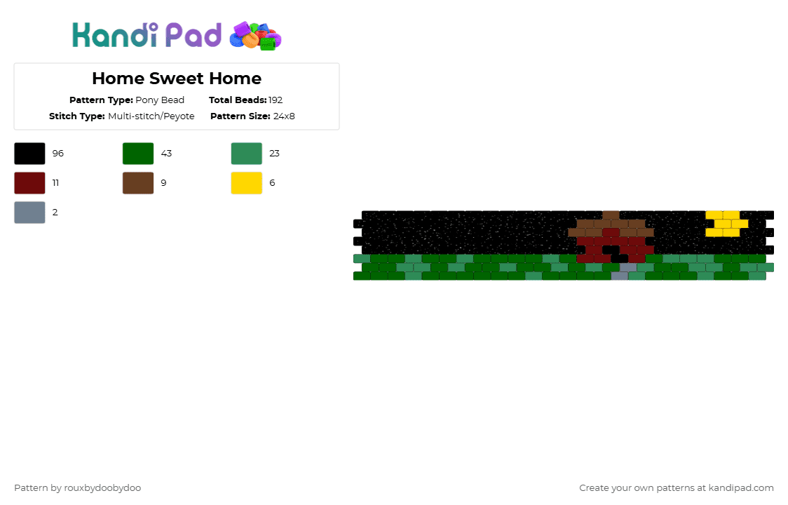 Home Sweet Home - Pony Bead Pattern by rouxbydoobydoo on Kandi Pad - black,green