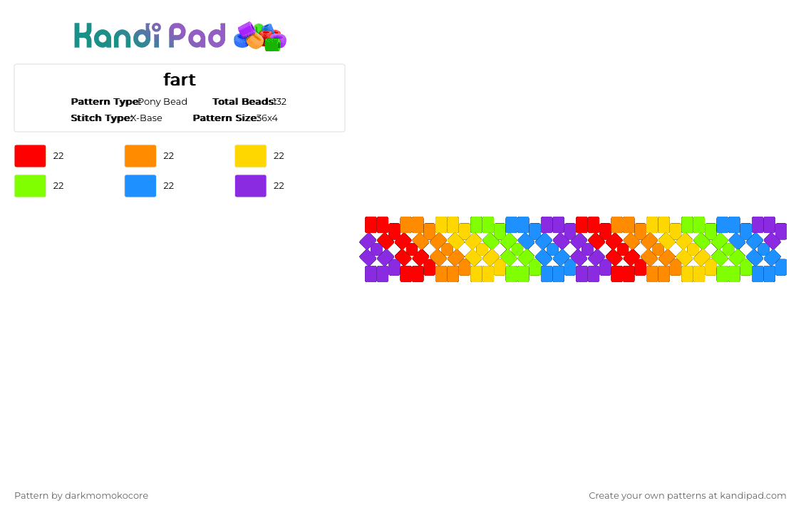 fart - Pony Bead Pattern by darkmomokocore on Kandi Pad - colorful, green, orange, purple