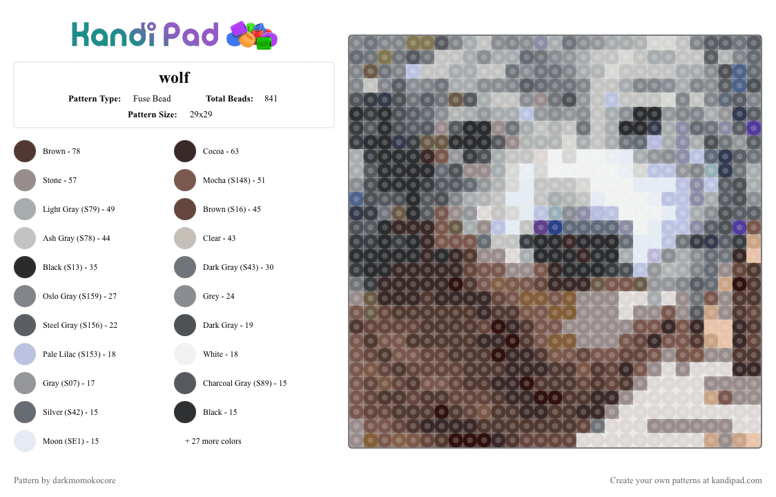 wolf - Fuse Bead Pattern by darkmomokocore on Kandi Pad - wolf,wolp,sasha the wolf dog,wolf dog,dog,wolfdog,sasha,animal
