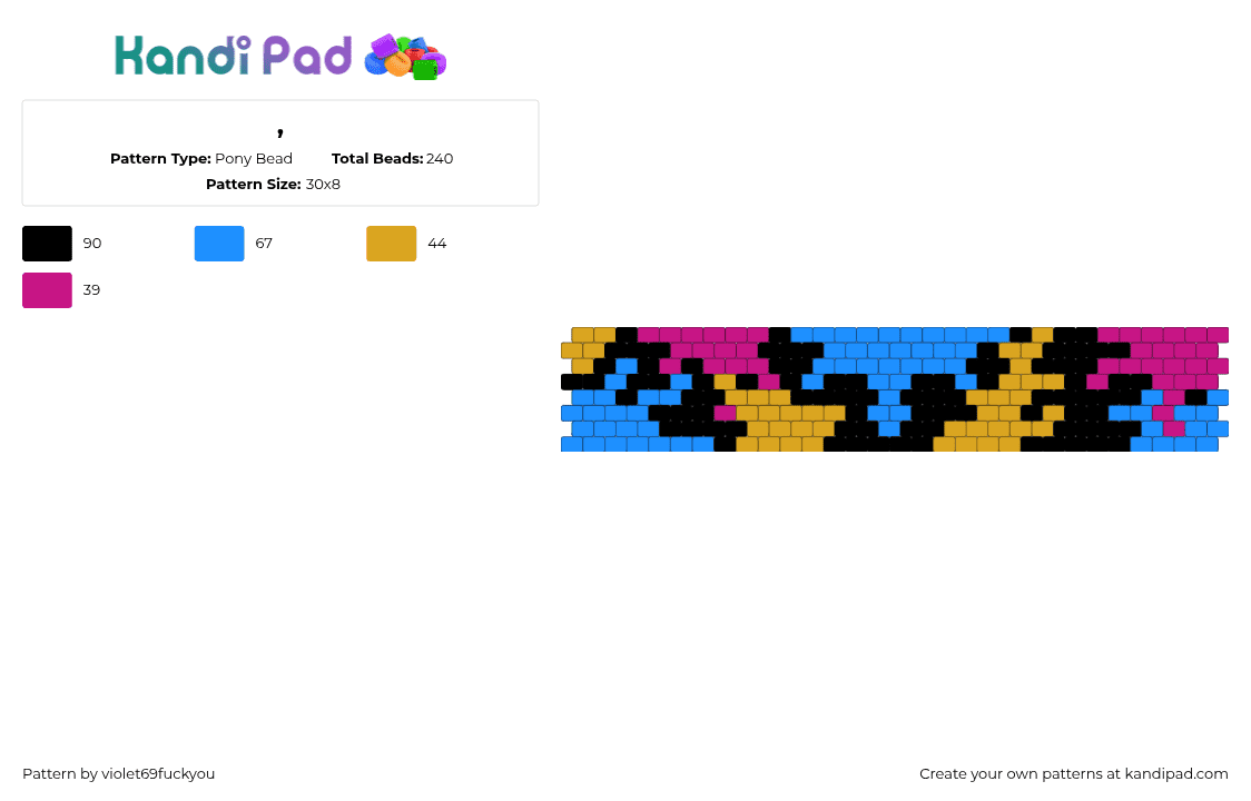 , - Pony Bead Pattern by violet69fuckyou on Kandi Pad - amoeba,random,paint,cuff,black,blue,pink,orange