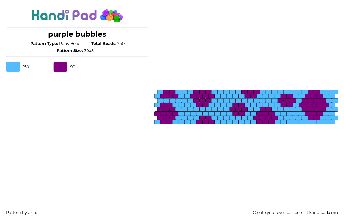 purple bubbles - Pony Bead Pattern by ok_ojjj on Kandi Pad - bubbles,polka dots,spots,cuff,light blue,purple