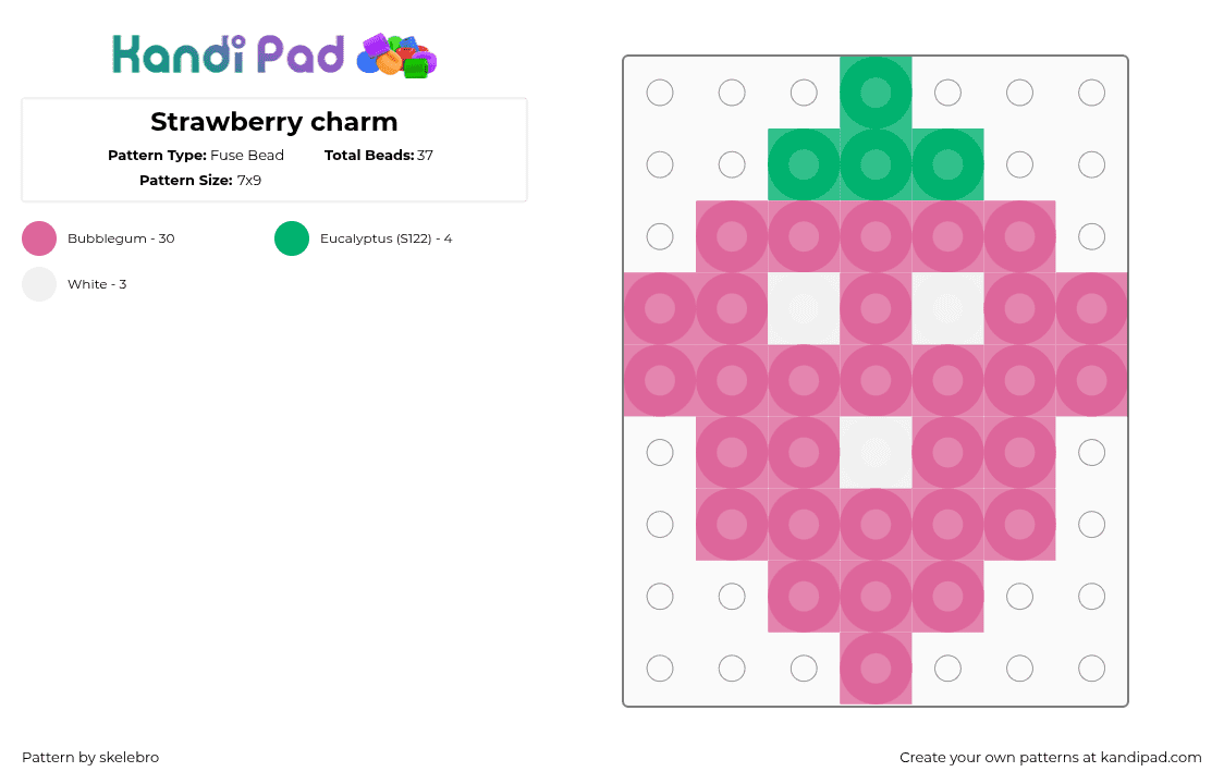 Strawberry charm - Fuse Bead Pattern by skelebro on Kandi Pad - pink,charm,strawberry