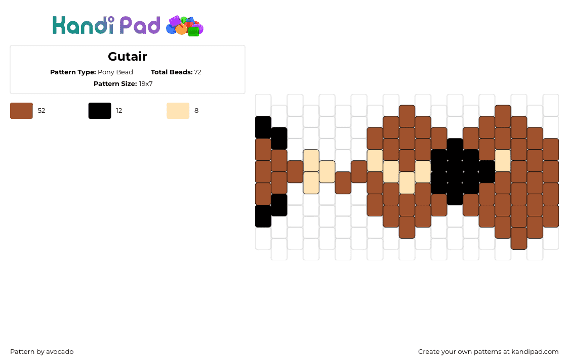 Gutair - Pony Bead Pattern by avocado on Kandi Pad - guitar,instrument,music,ukulele,brown