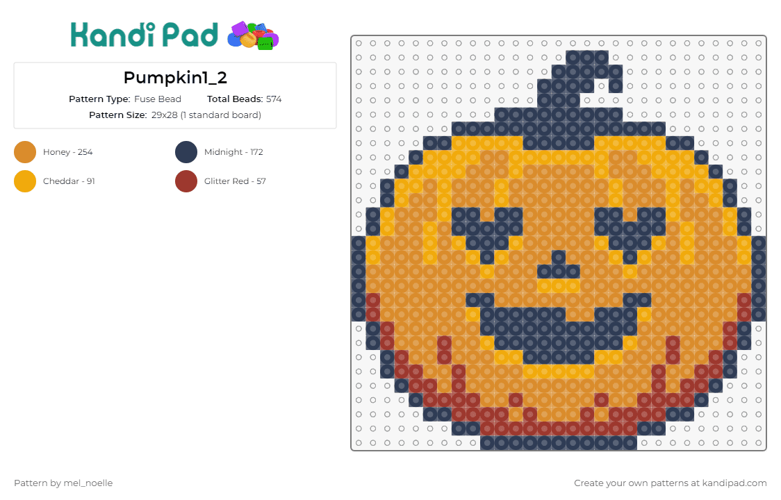 Pumpkin1_2 - Fuse Bead Pattern by mel_noelle on Kandi Pad - pumpkins,festive,jack-o-lanterns,halloween