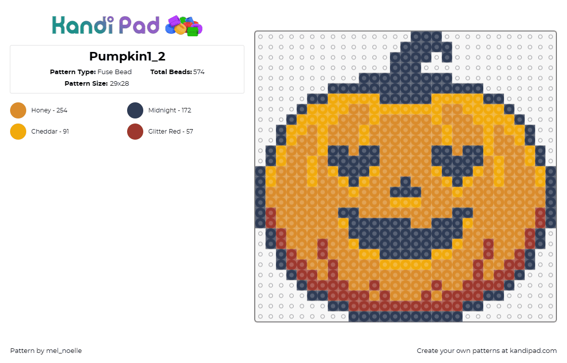 Pumpkin1_2 - Fuse Bead Pattern by mel_noelle on Kandi Pad - pumpkins,festive,jack-o-lanterns,halloween