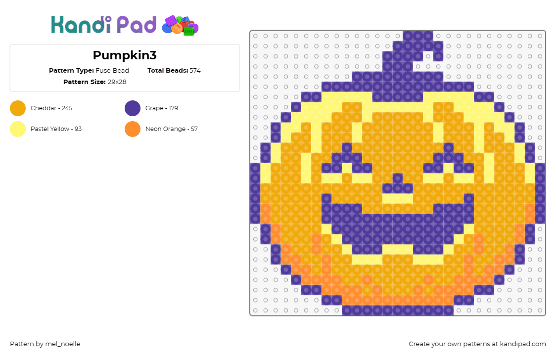Pumpkin3 - Fuse Bead Pattern by mel_noelle on Kandi Pad - pumpkins,festive,jack-o-lanterns,halloween