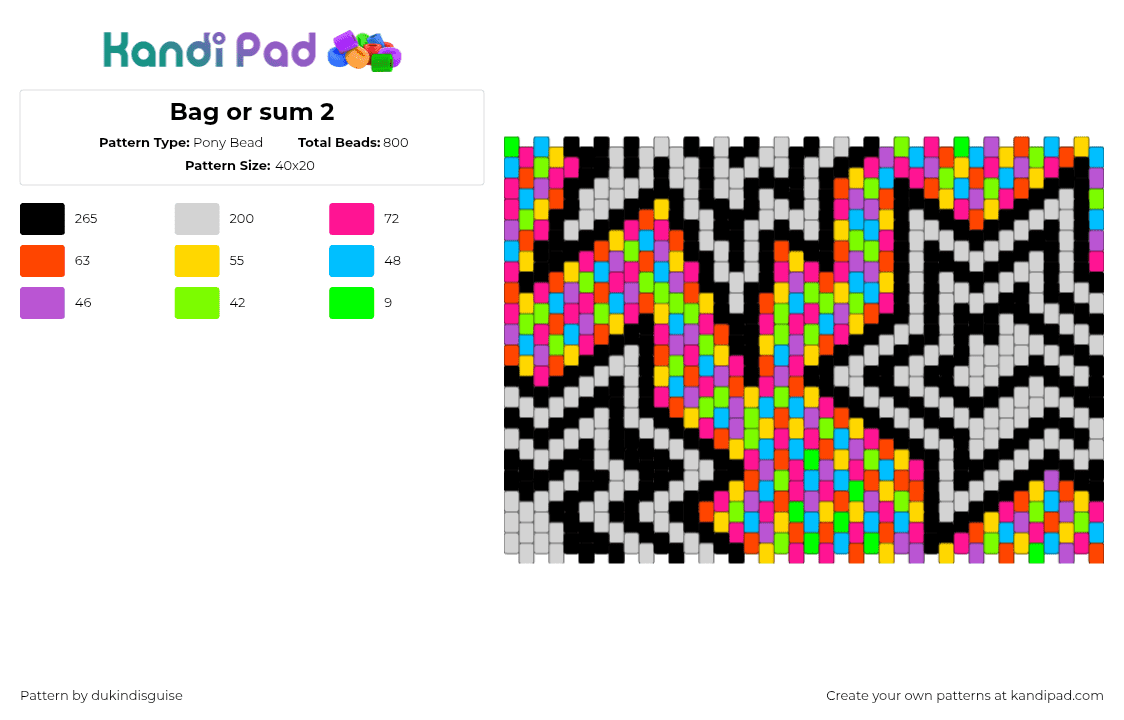 Bag or sum 2 - Pony Bead Pattern by dukindisguise on Kandi Pad - pink,red