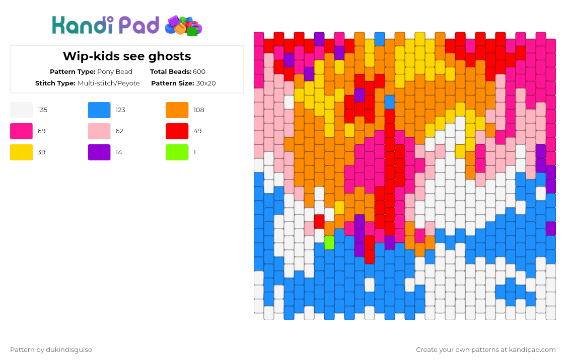 Wip-kids see ghosts - Pony Bead Pattern by dukindisguise on Kandi Pad - kids see ghosts,album,album cover,music,hip hop