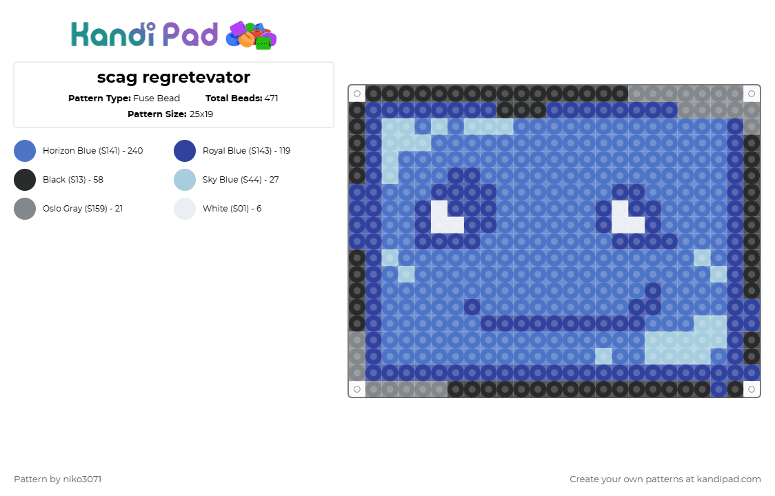 scag regretevator - Fuse Bead Pattern by niko3071 on Kandi Pad - blue,purple