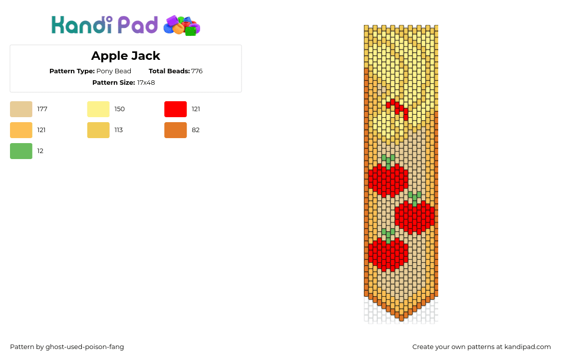 Apple Jack - Pony Bead Pattern by ghost-used-poison-fang on Kandi Pad - apple jack,mlp,my little pony,banner,yellow,orange,red