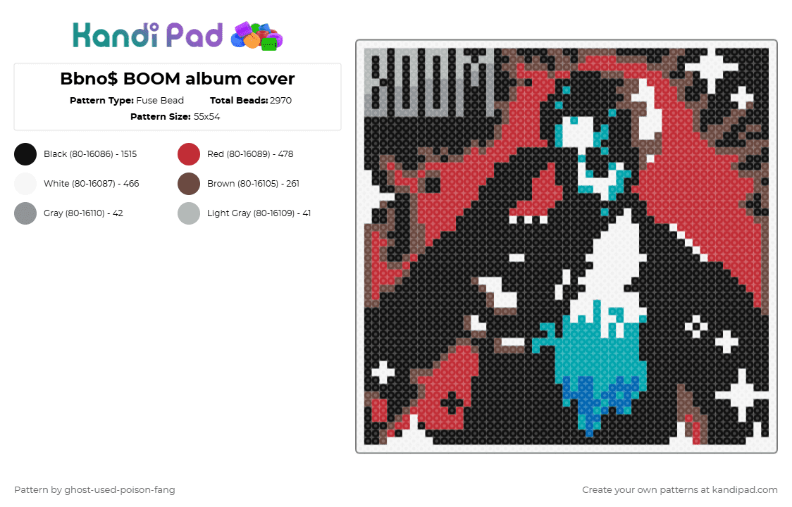Bbno$ BOOM album cover - Fuse Bead Pattern by ghost-used-poison-fang on Kandi Pad - black,brown,red