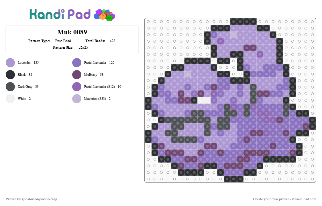 Muk 0089 - Fuse Bead Pattern by ghost-used-poison-fang on Kandi Pad - pink,blue