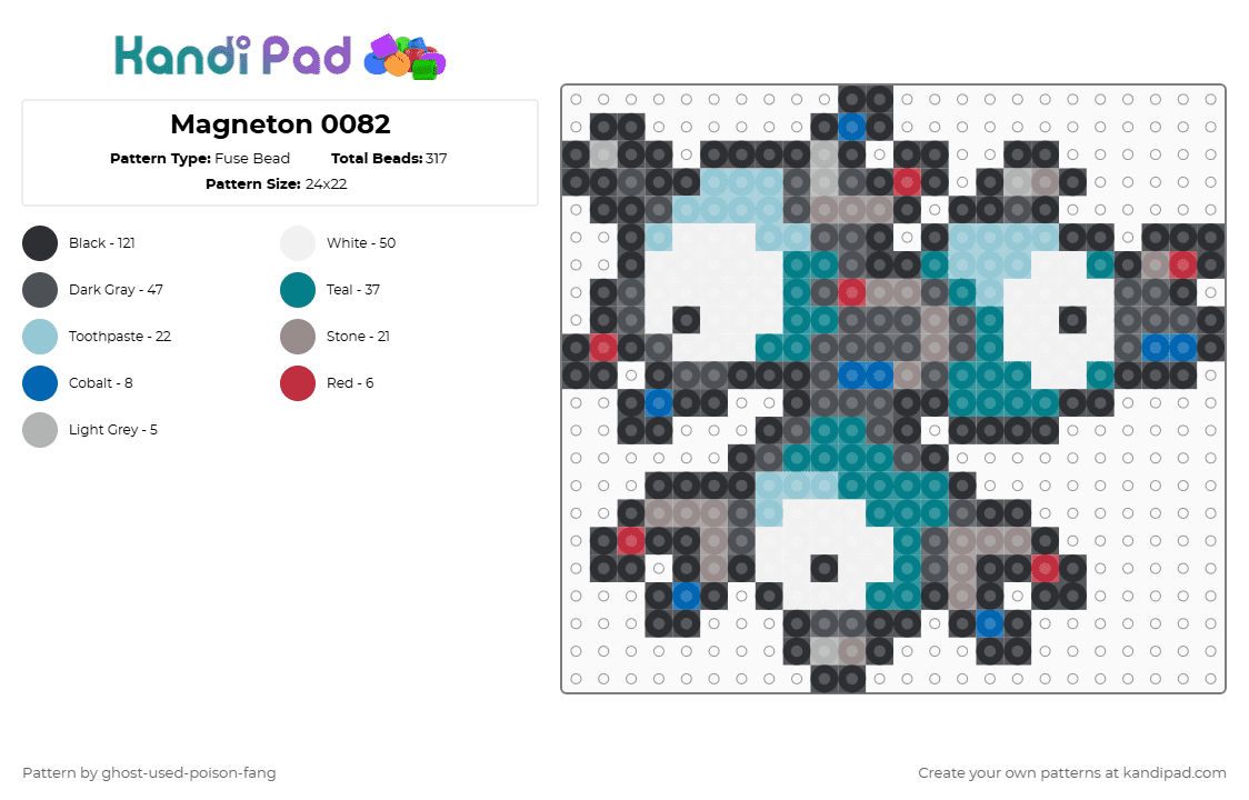Magneton 0082 - Fuse Bead Pattern by ghost-used-poison-fang on Kandi Pad - gray,teal,pokemon