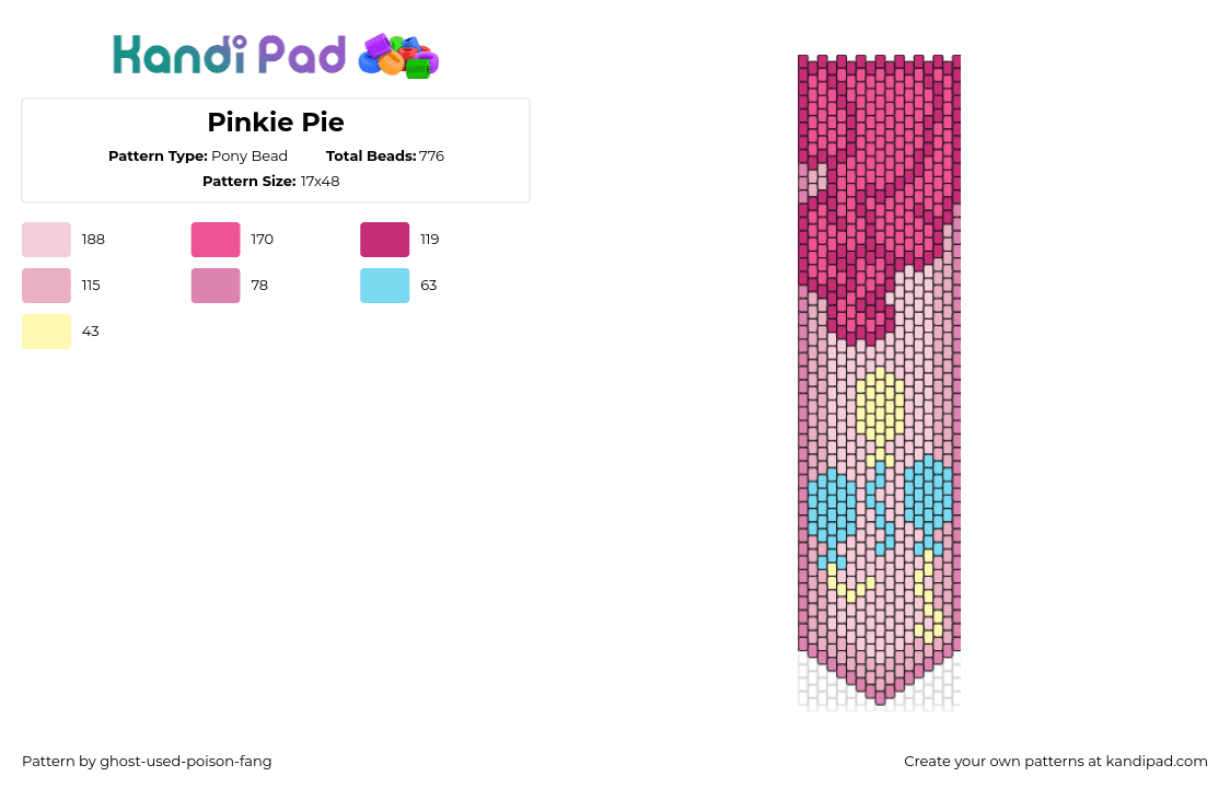 Pinkie Pie - Pony Bead Pattern by ghost-used-poison-fang on Kandi Pad - pinkie pie,mlp,balloons,my little pony,banner,pink