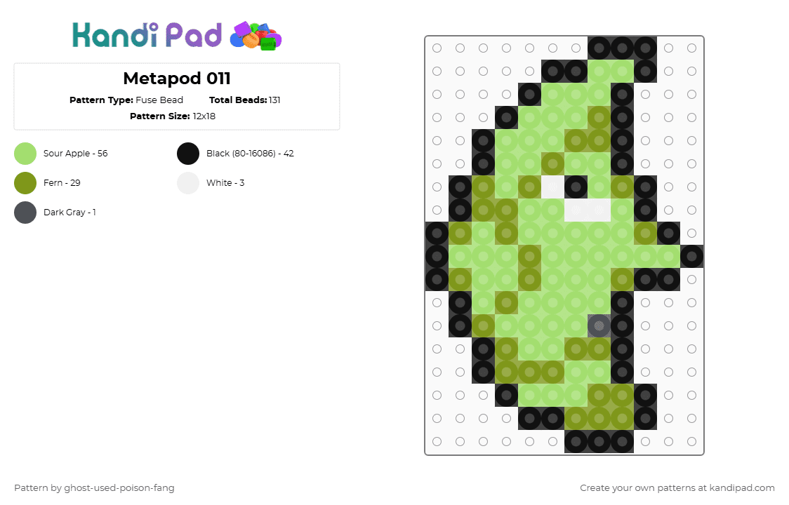 Metapod 0011 - Fuse Bead Pattern by ghost-used-poison-fang on Kandi Pad - gold,green