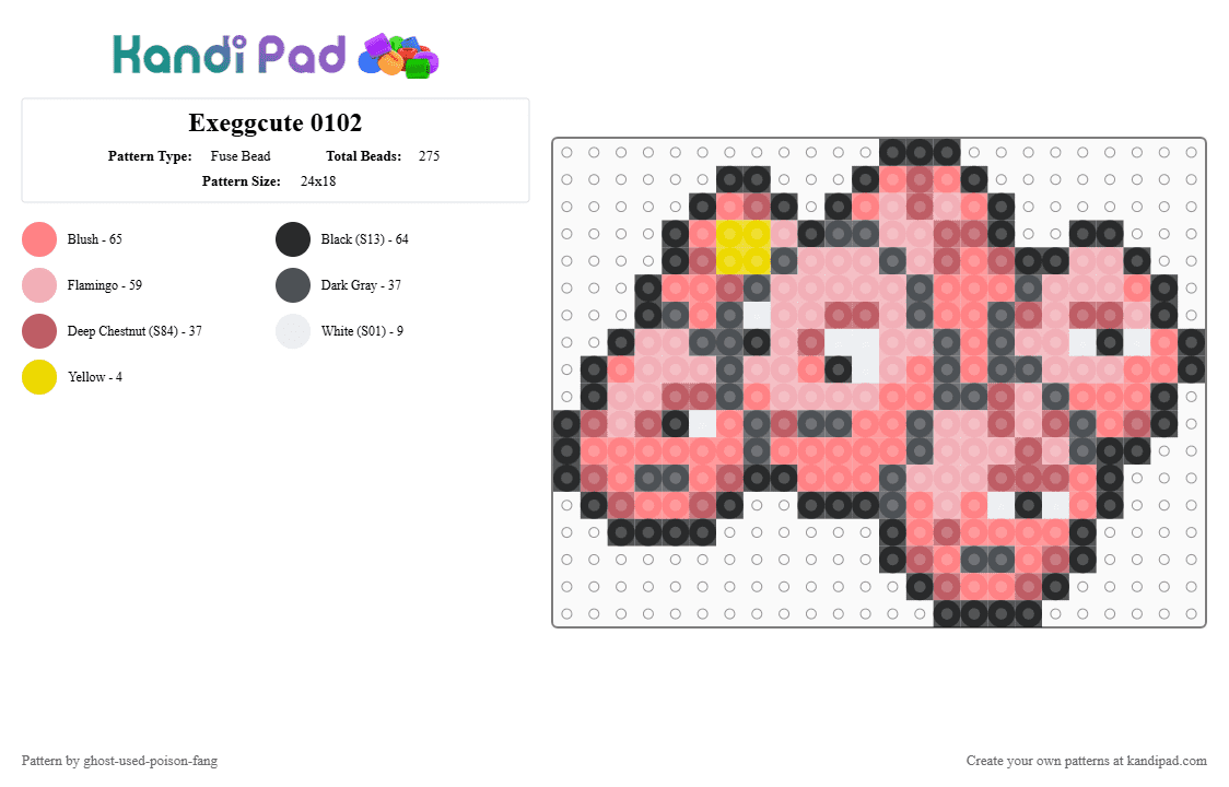 Exeggcute 0102 - Fuse Bead Pattern by ghost-used-poison-fang on Kandi Pad - red,beige