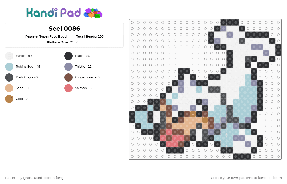 Seel 0086 - Fuse Bead Pattern by ghost-used-poison-fang on Kandi Pad - white,gray,light blue,pokemon