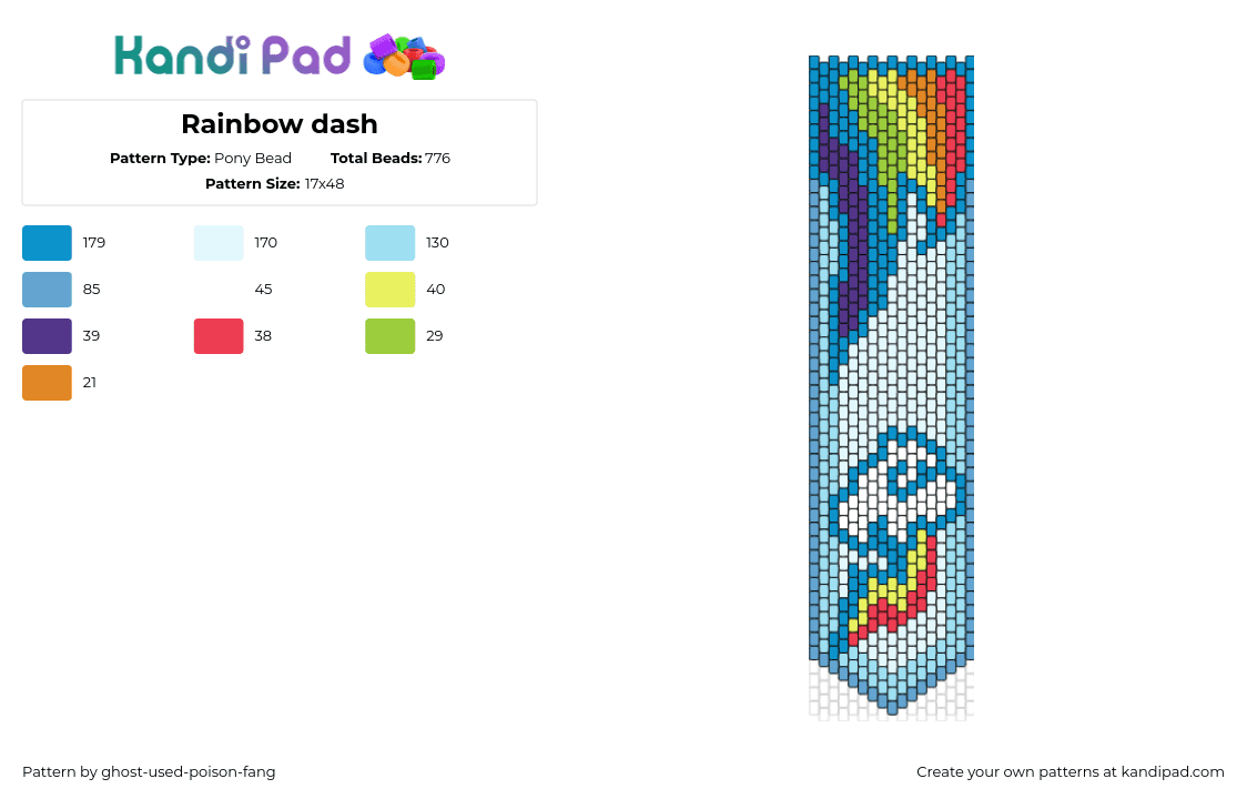 Rainbow dash - Pony Bead Pattern by ghost-used-poison-fang on Kandi Pad - rainbow dash,mlp,my little pony,banner,colorful,teal,light blue