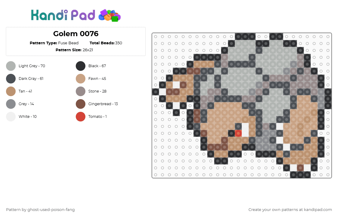 Golem 0076 - Fuse Bead Pattern by ghost-used-poison-fang on Kandi Pad - gray,beige,pokemon