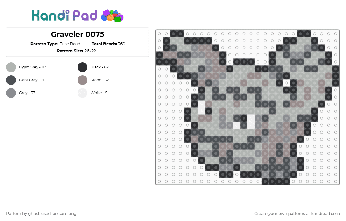 Graveler 0075 - Fuse Bead Pattern by ghost-used-poison-fang on Kandi Pad - gray,beige,pokemon
