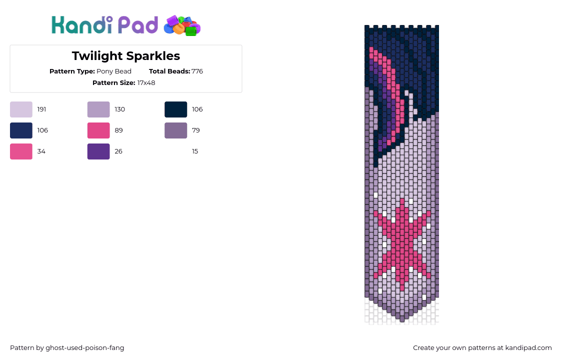 Twilight Sparkles - Pony Bead Pattern by ghost-used-poison-fang on Kandi Pad - twilight sparkles,mlp,my little pony,banner,pink,purple