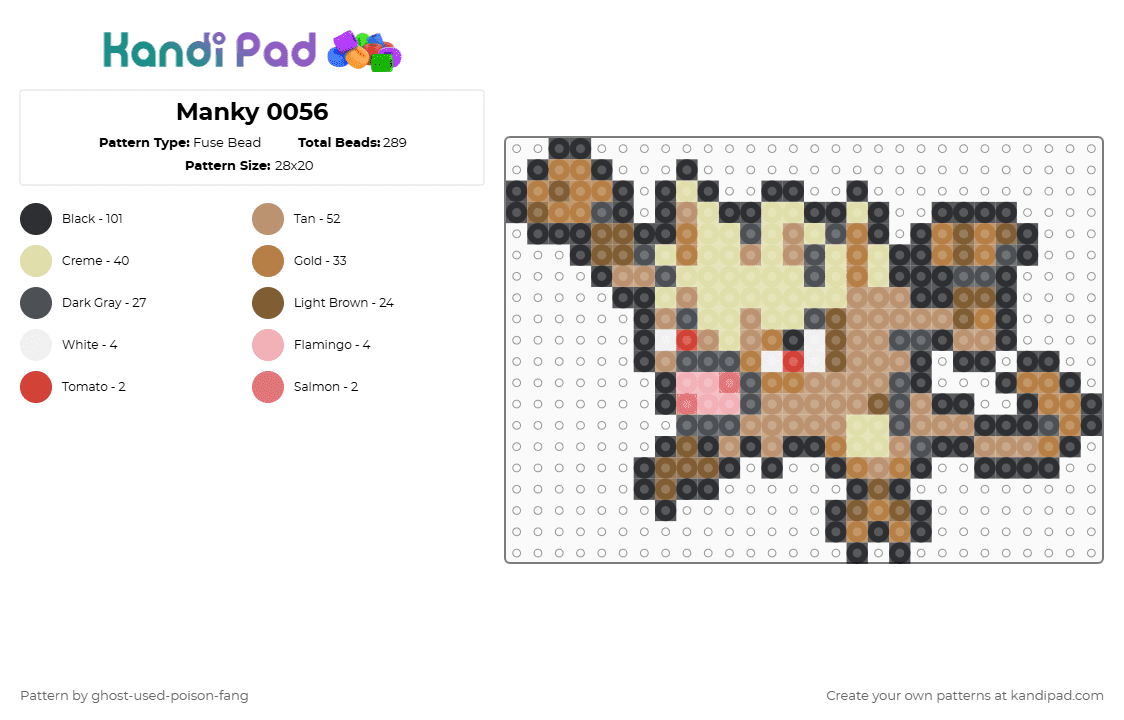 Manky 0056 - Fuse Bead Pattern by ghost-used-poison-fang on Kandi Pad - beige,tan,yellow,pokemon
