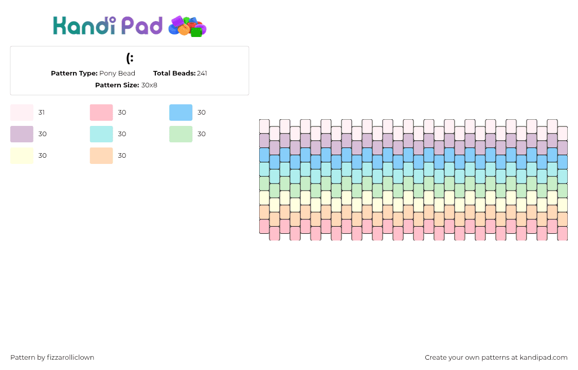 (: - Pony Bead Pattern by fizzarolliclown on Kandi Pad - pastel,colorful,cuff,stripes,pink,green