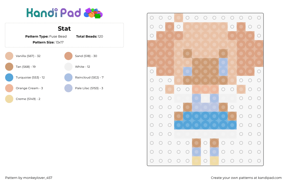 Stat - Fuse Bead Pattern by monkeylover_457 on Kandi Pad - simple,character,dress,tan,light blue