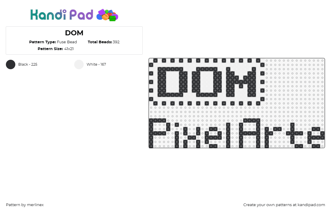 DOM - Fuse Bead Pattern by merlinex on Kandi Pad - 