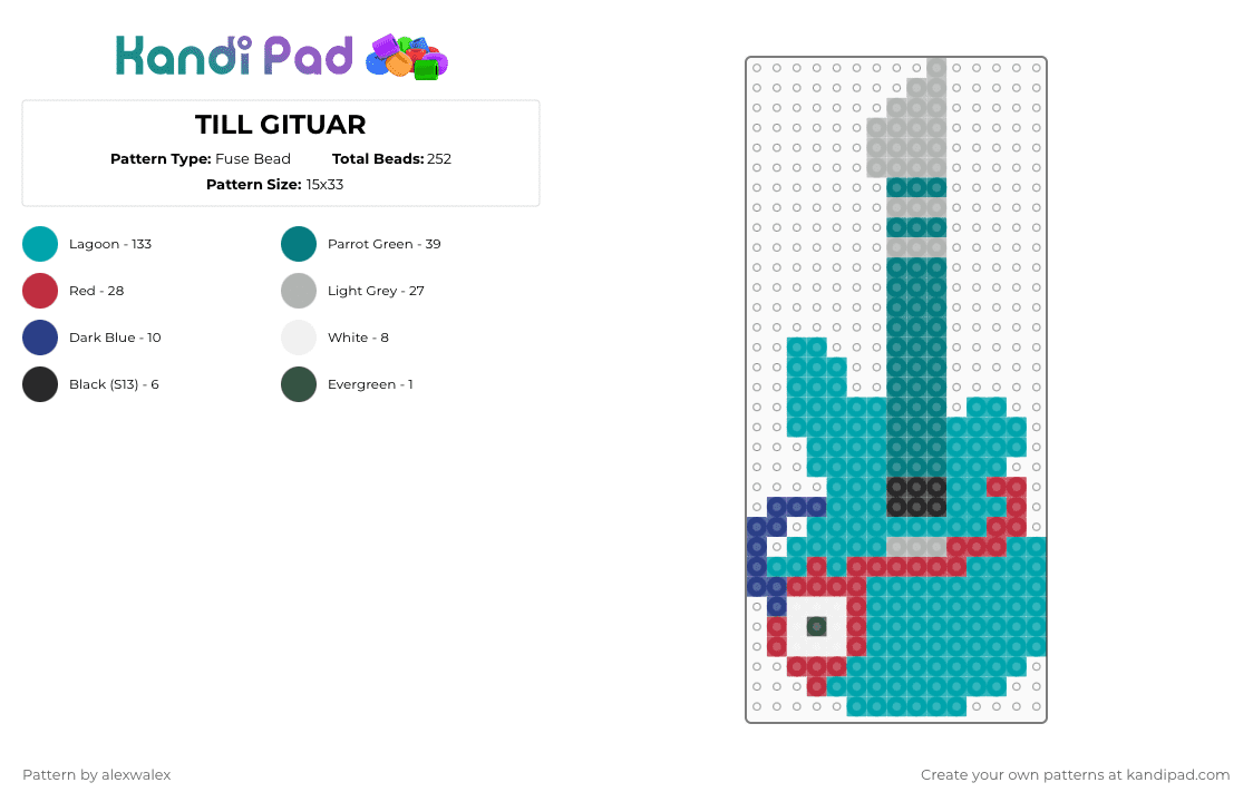 TILL GITUAR - Fuse Bead Pattern by alexwalex on Kandi Pad - teal