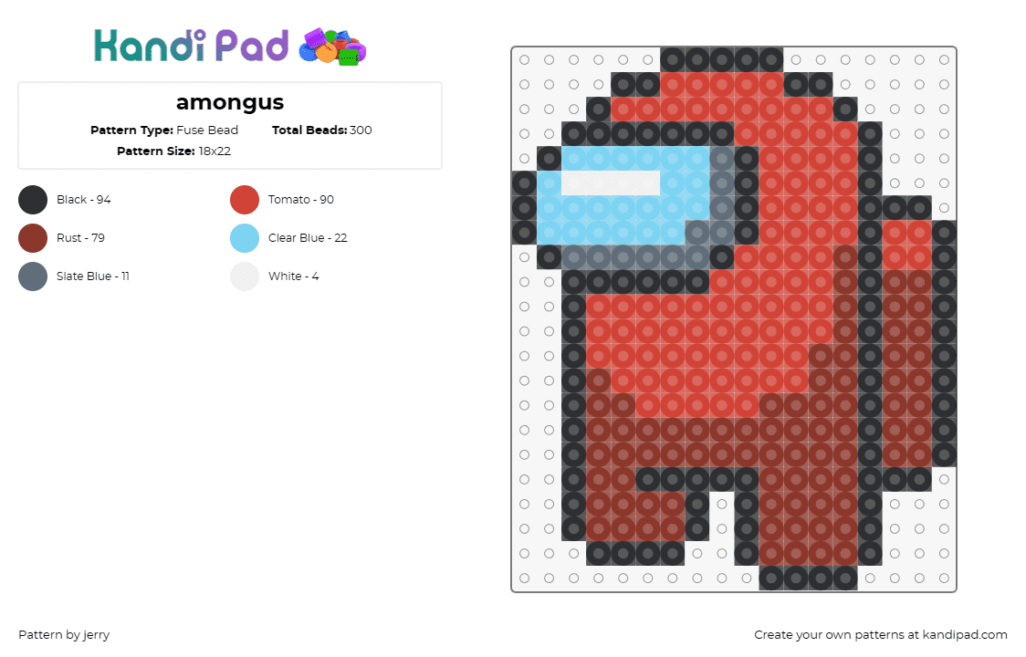 amongus - Fuse Bead Pattern by jerry on Kandi Pad - among us,space,character,video game,red,light blue