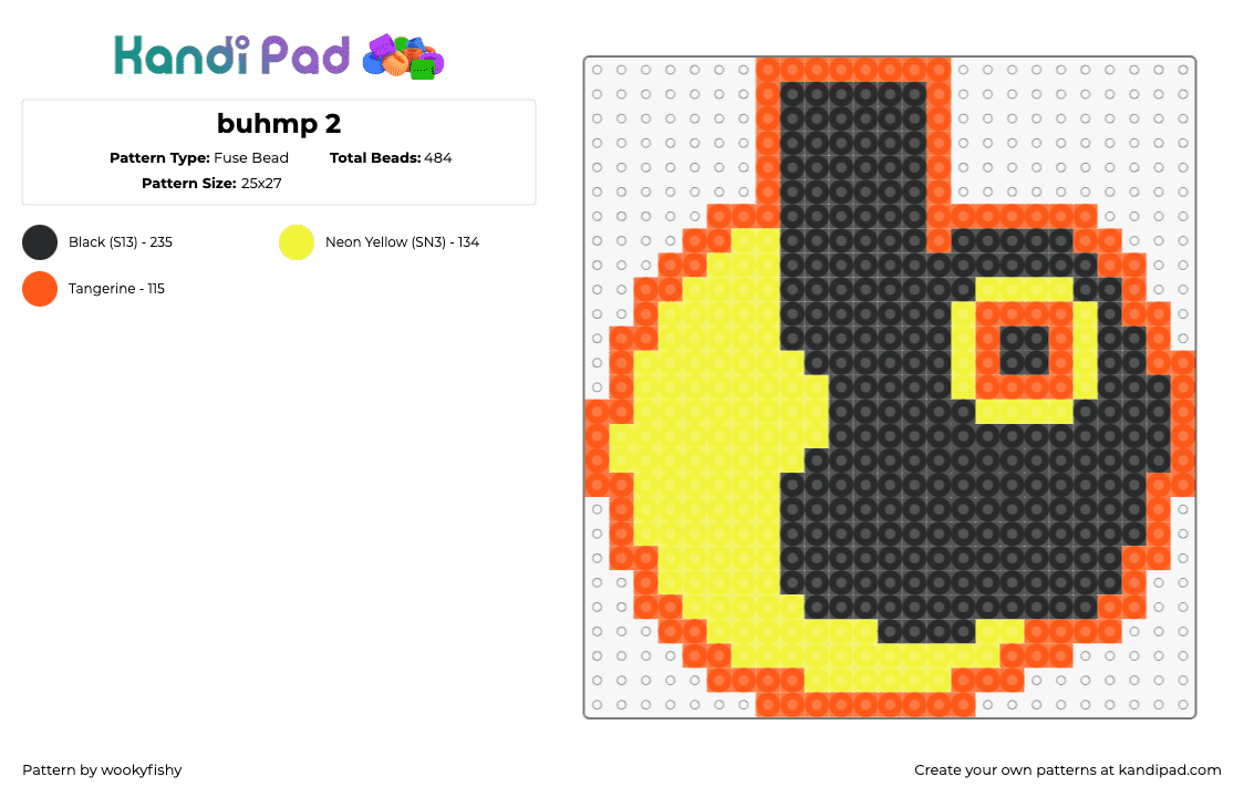 buhmp 2 - Fuse Bead Pattern by wookyfishy on Kandi Pad - buhmp,logo,black,yellow,orange